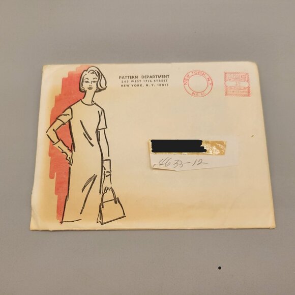 RARE 1950's Dress Pattern Mail Order UNCUT Sewing Pattern #4633 Size 12 - Picture 2 of 3
